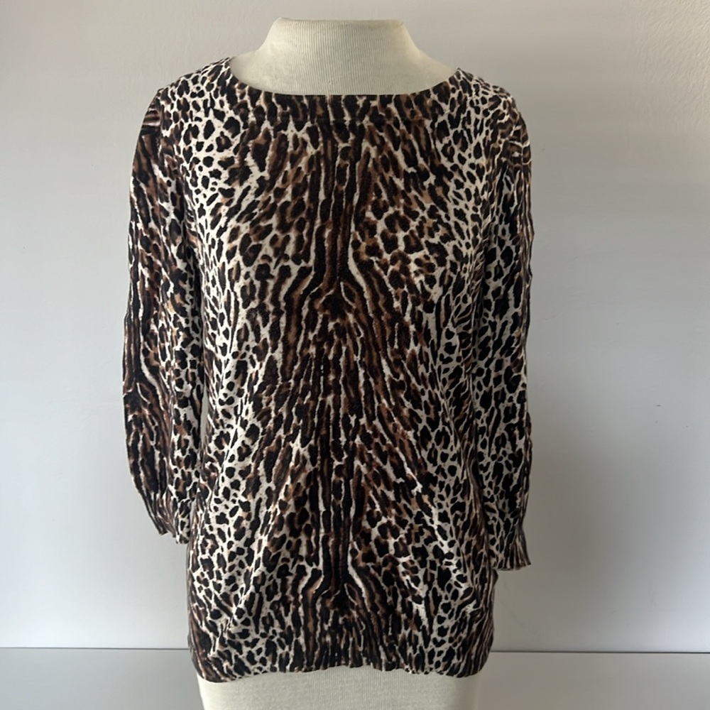 J. Crew Animal Print Teddie Crew Neck sweater
